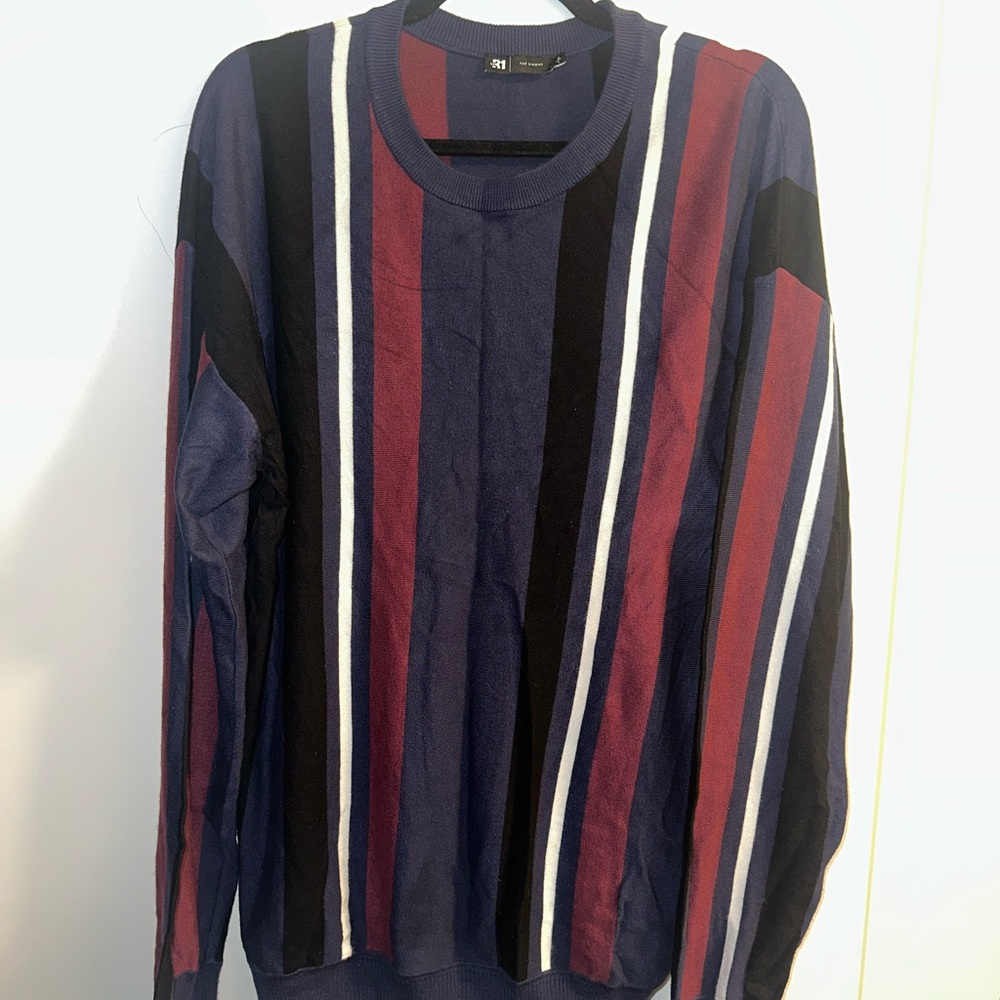 Simons Multicolor Striped Crewneck Sweater